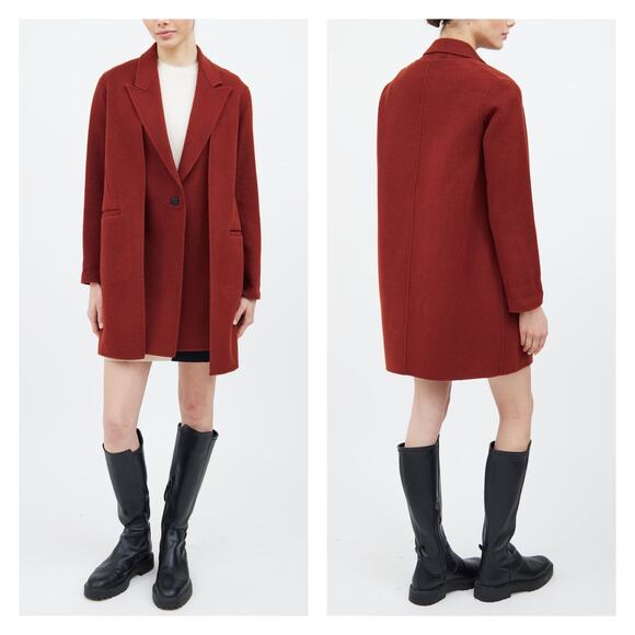 RAG AND BONE Kaye Coat Womens 4 Rust 3 in 1 Wool 2 Piece Vest Mid length Layered - Picture 1 of 16
